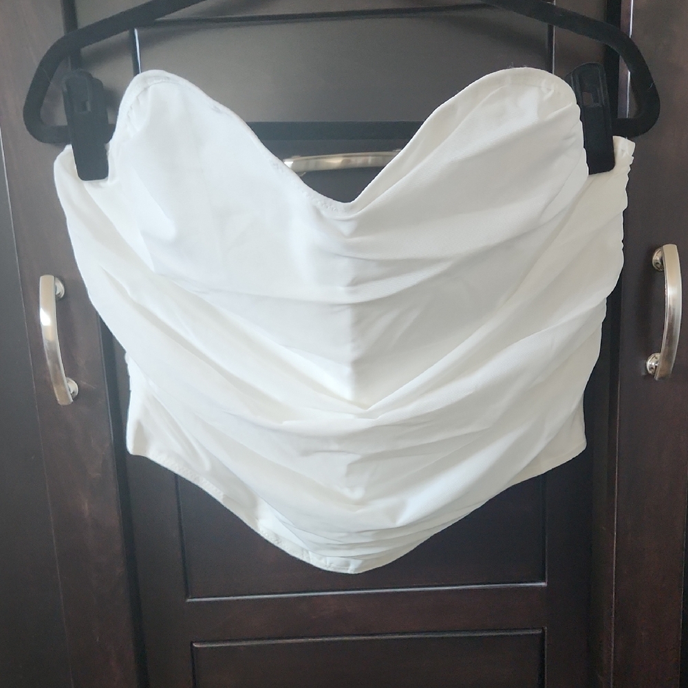 Chic White Women's Strapless Corset Top